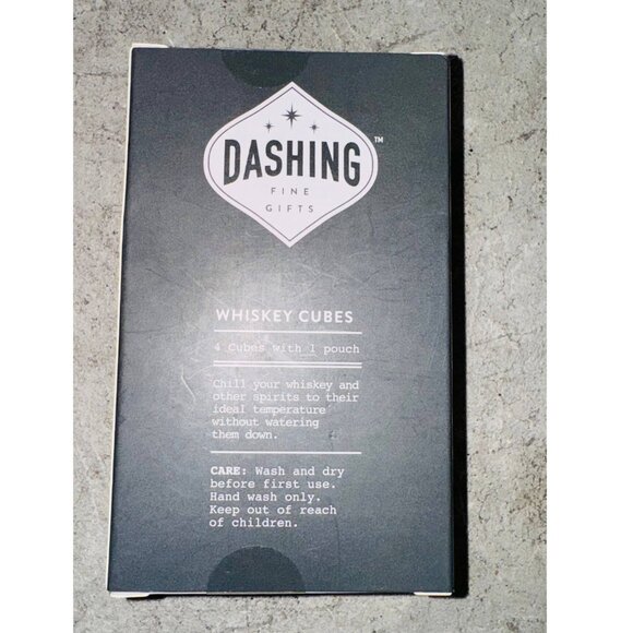 Dashing Fine Gifts 4 Whiskey Cubes with 1 Pouch Chill Your Spirits Gray Black - Picture 4 of 6